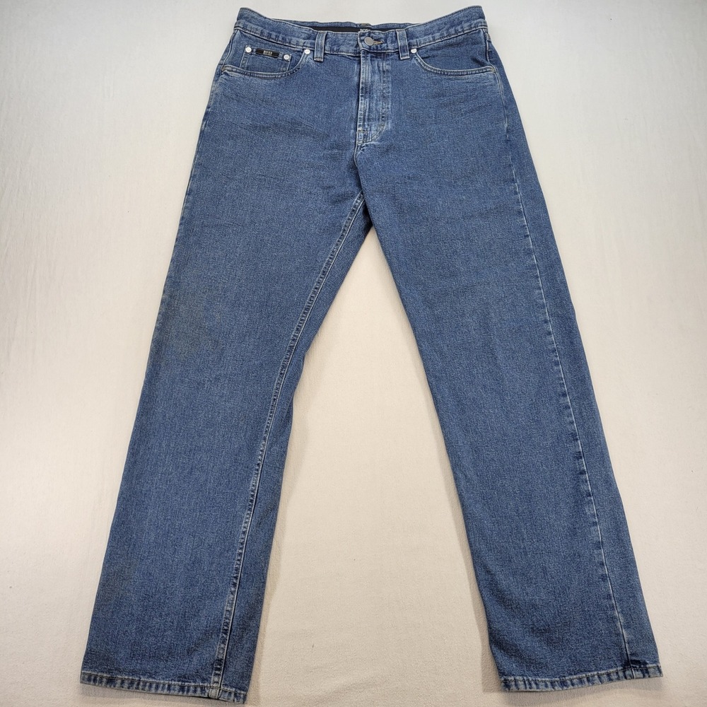 Hugo Boss Alabama Jeans Mens 36x32 Blue Straight Leg 100% Cotton Denim